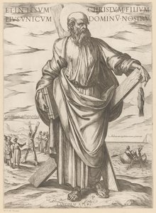 Av St Andrew Och i Jesus Kristus, hans ende son, vår Herre (titel på objektet) Kristus, Maria och aposteln (serietitel) av Antonio Tempesta