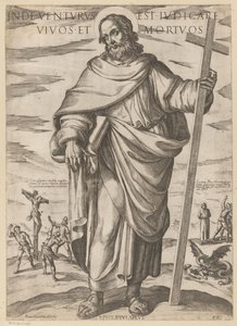 Av Sankt Filip Därifrån kommer han att döma levande och döda (titel på föremål) Kristus, Maria och aposteln (serietitel) av Antonio Tempesta