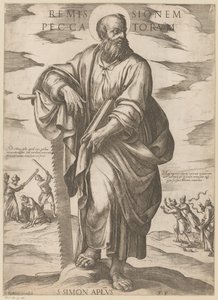Av Saint Simon Syndernas förlåtelse (titel på objekt) Kristus, Maria och aposteln (serietitel) av Antonio Tempesta