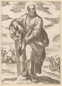 Av Saint Simon Syndernas förlåtelse (titel på objekt) Kristus, Maria och aposteln (serietitel) av Antonio Tempesta