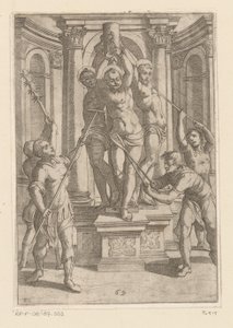 Tortyr med spetsiga pinnar Tortyr som lidit av kristna martyrer (serietitel) Varia tormentorum et supplicioru crudelium (...) (serietitel) av Antonio Tempesta