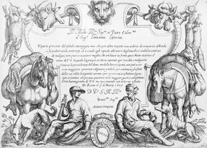 Frontispice till en serie jaktscener, 1609 av Antonio Tempesta