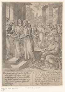 H. Antonius tar med sin syster till nunnorna The Life of Saint Anthony the Great (serietitel) av Antonio Tempesta