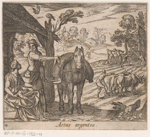 Silveråldern Aetas argentea (titel på objekt) Metamorphoseon sive transformationum (serietitel) Metamorphoses of Ovid (serietitel) av Antonio Tempesta