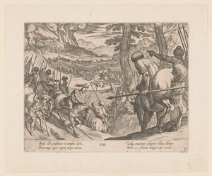Alexander den stores armé omringar fiendestyrkorna med eld Alexander den stores gärningar (serietitel) Alexandri magni praecipvae res gestae (serietitel) av Antonio Tempesta