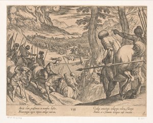 Alexander den stores armé omringar fiendestyrkorna med eld Alexander den stores gärningar (serietitel) Alexandri magni praecipvae res gestae (serietitel) av Antonio Tempesta