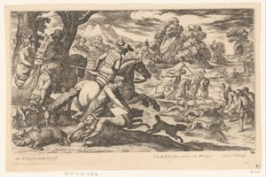 Vildsvinsjakt Jaktscener (del 5) (serietitel) av Antonio Tempesta