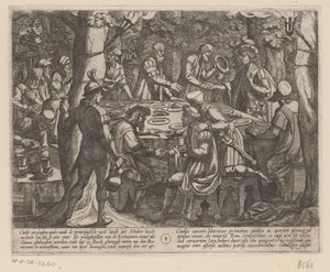 Julius Civilis berättar för de holländska äldre att de behandlas som slavar av romarna De bataviska krigen mot romarna (serietitel) Batavorum cum Romanis Bellum (serietitel) av Antonio Tempesta