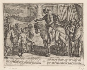 Män från fästningen överlämnar sig till Julius Civilis De bataviska krigen mot romarna (serietitel) Batavorum cum Romanis Bellum (serietitel) av Antonio Tempesta
