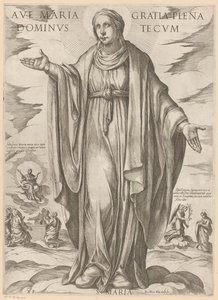 Maria Hej Maria, full av nåd, Herre med dig (titel på föremålet) Kristus, Maria och aposteln (serietitel) av Antonio Tempesta
