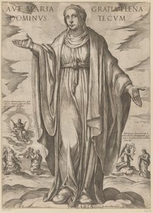 Maria Hej Maria, full av nåd, Herre med dig (titel på föremålet) Kristus, Maria och aposteln (serietitel) av Antonio Tempesta