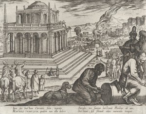 Plåt 5: Mausolus grav, från "Världens sju underverk", 1608. av Antonio Tempesta