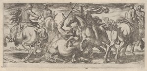 Sex kavallerimän i strid, från Battle Scenes I, ca. 1590-1630. av Antonio Tempesta