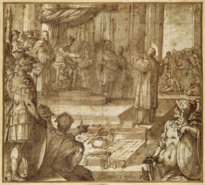 St Lawrence talar i närvaro av prefekten Decius av Antonio Tempesta