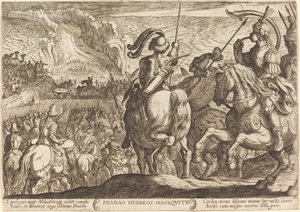 Egyptierna förföljer israeliterna av Antonio Tempesta