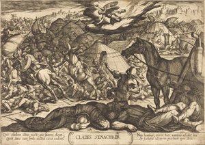 Den utrotande ängeln som besegrar Sanheribs armé av Antonio Tempesta