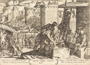 Israeliterna bygger om Jerusalems murar av Antonio Tempesta