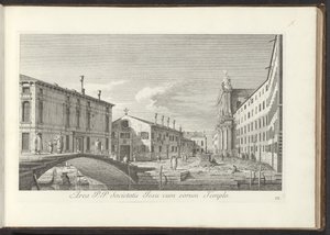 Utsikt över Campo dei Gesuiti te Venetië Område P.P. Jesu sällskap med deras tempel (titel på objekt) Gezichten op bugemenen en pleinen in Venetië (serietitel) De mer kända vyerna över staden Venedig, från Antoniuskanalens 38 paneler, tryckta i mässing av  av Antonio Visentini