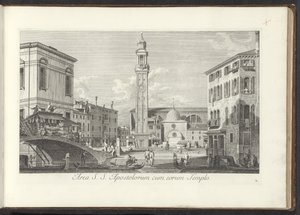Utsikt över Campo dei Santi Apostoli te Venetië Område av St. S. Apostlar med deras tempel (titel på objekt) Gezichten op bugemenen en pleinen in Venetië (serietitel) De mer kända vyerna över staden Venedig, från Antoniuskanalens 38 paneler, tryckta i mäss av Antonio Visentini