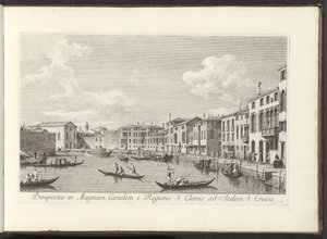 Utsikt över Canal Grande i Venedig Utsikt över Canal Grande från regionen St. Clare till det heliga korsets hus (titel på objektet) Den mest kända utsikten över staden Venedig, från Antoniuskanalens 38 paneler, tryckta på luft av Antonio Visentini, i tre d av Antonio Visentini