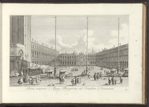 Utsikt över San Marcoplein i Venedig St. Markus större område Prospekt till Temple of St. Jeminiani (titel på objektet) Gezichten op bugemenen en pleinen in Venetië (serietitel) Mer berömda vyer över staden Venedig, från Antoniuskanalen, 38 luftpaneler av Antonio Visentini