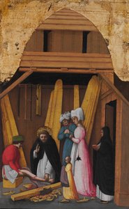Saint Peter Martyr healing the leg of a young man, ca. 1450.