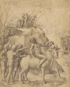 Correggio - En man som rider på en tjur och andra figurer, 83.GB.344 av Antonio da Correggio