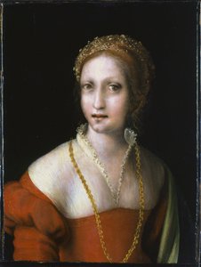Italienska: Porträtt av en ung kvinna Porträtt av en ung flicka av Antonio da Correggio