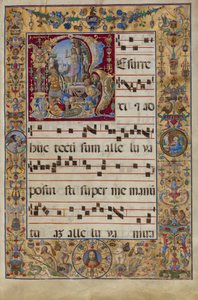 Gradualen. Initial R: The Resurrection, c.1500 (tempera, bladguld och bläck på pergament) av Antonio da Monza