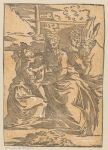 Kvinnligt helgon tar emot Kristusbarnet av Antonio da Trento (possibly)