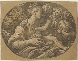 Jungfrun med rosen av Antonio da Trento after Parmigianino
