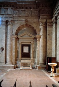 Inre vy av kyrkan St Biagio av Antonio da the elder Sangallo