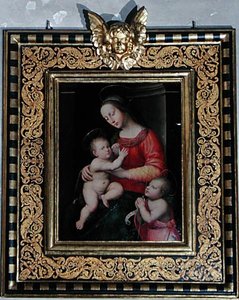 Madonna och barn med Johannes Döparen (olja på panel) av Antonio del Ceraiolo