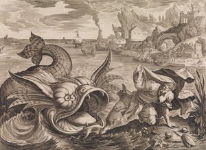 Jonah Cast on Shore by the Fish, ca. 1585 av Antonius Wierix