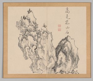 Dubbelalbum av landskapsstudier efter Ikeno Taiga, volym 1 blad 22, 1700-talet.