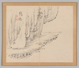 Dubbelalbum av landskapsstudier efter Ikeno Taiga, volym 1 blad 31, 1700-talet. av Aoki Shukuya