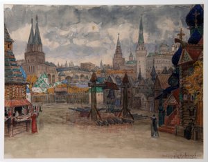 La place des strelets - Dekor för operan ""La Khovanchtchina"" av Modeste Moussorgski (1839-1881) - The Strelets