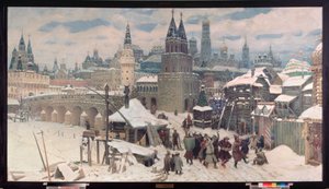 Moskva på 1600-talet, Allhelgonabron - Målning av Appolinari Mikhaylovich Vasnetsov (1856-1933), olja på duk av Apollinari Mikhailovich Vasnetsov