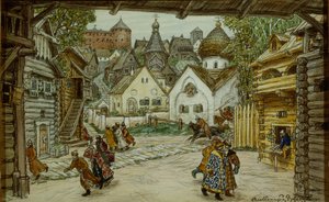 Scenografi för operan The Oprichnik The Guardsman av Pyotr Tchaikovsky, 1911 av Apollinari Mikhailovich Vasnetsov