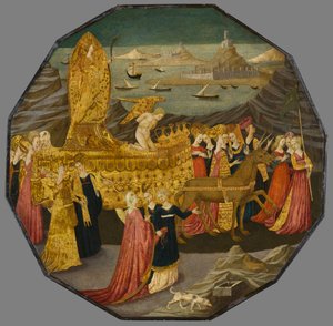 Kyskhetens triumf, cirka 1450-1460 (tempera och bladguld på panel)
