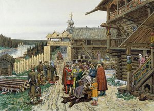 Domstol för en feodal rysk prins, 1908. av Appolinari Mikhaylovich Vasnetsov