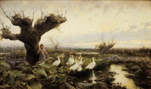 Den lilla gåsvaktaren, målning av Arcadi Mas Fondevila, tidigt 1900-tal av Arcadi Mas i Fondevila
