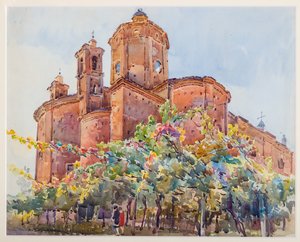 S:t Nicolò-kyrkan (akvarell på papper) av Arcangelo Salvarani