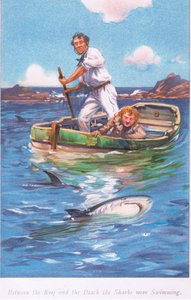 Mellan revet och stranden simmade hajarna, 1900-talet