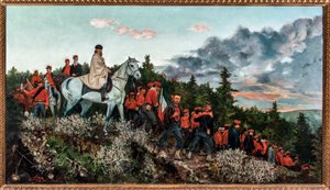 Slaget vid Mentana utkämpades den 3 november 1867 (olja på duk av Archimede Tranzi