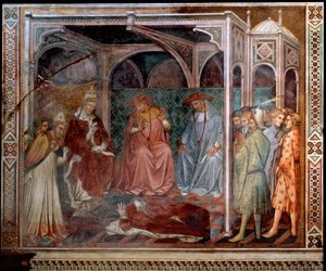 Kejsar Fredrik Barbarossa underkastar sig påven Alexander III, vilket leder till det 3:e Laterankonciliet 1179 (Fresco)
