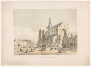 Utsikt över Sint-Bavo-kyrkan och Grote Markt i Haarlem Groote Markt i Haarlem (titel på objekt) av Arie Ketting de Koningh