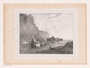 Landskap med flock och herdinna av Arie Ketting de Koningh