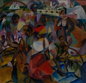 Studiet av symboliska likheter i porträttet av Marianna Lentulova, 1912