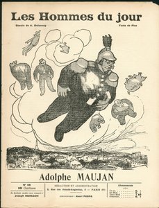 Omslag till ""Dagens män"", ca. 1905 - Illustration av Aristide Delannoy (1874-1911): Ballonger - Clemenceau George, Jaures Jean, Fallieres Armand (1841-1931), Maujan Adolphe (1853-1914) av Aristide Delannoy